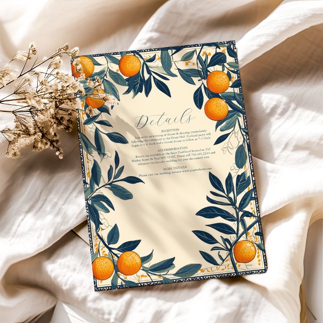 Mediterranean Italy Greece Lemon Vibrant Wedding Enclosure Card (Creator Uploaded)