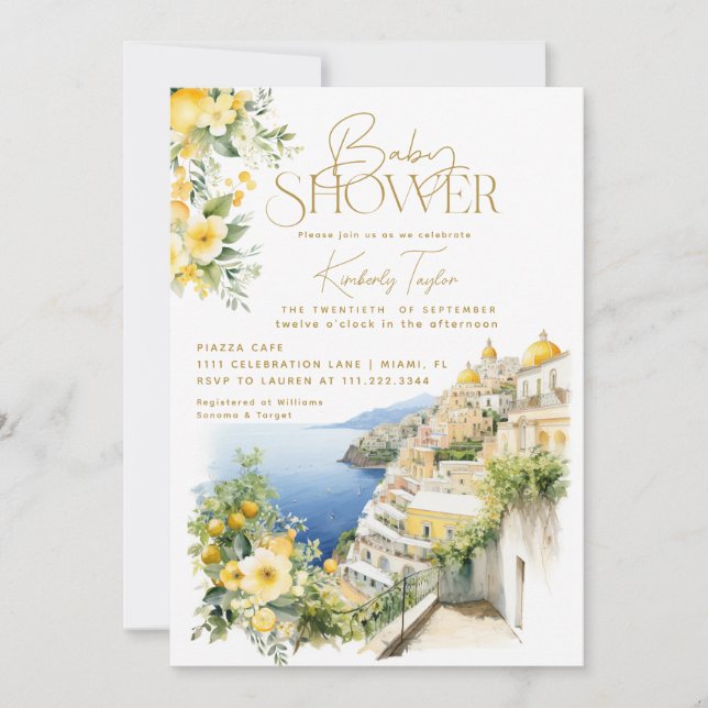 Mediterranean Italy Positano Italian Baby Shower Invitation (Front)