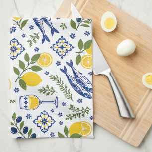 Mediterranean Kitchen Towels, Tuscan Lemon, Olives Towel