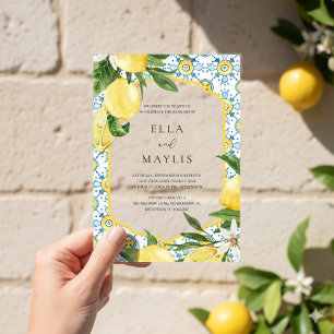 Mediterranean Lemon Acrylic Wedding Invitation