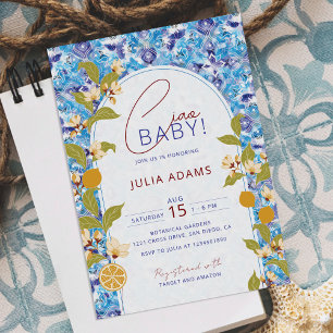 Mediterranean Lemon Amalfi Coast Baby Shower Invitation