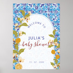 Mediterranean Lemon Amalfi Coast Baby Shower Poster