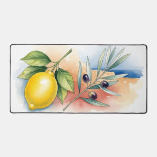 Mediterranean Lemon and Olive Branch Watercolor