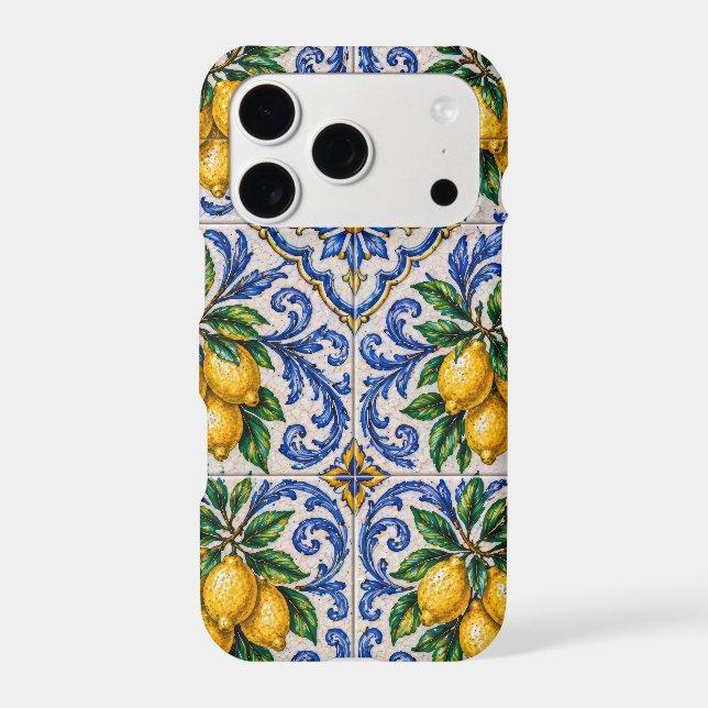 Mediterranean Lemon Azulejo Tile (Back)