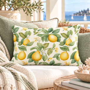Mediterranean Lemon Blossoms Citrus Accent Pillow