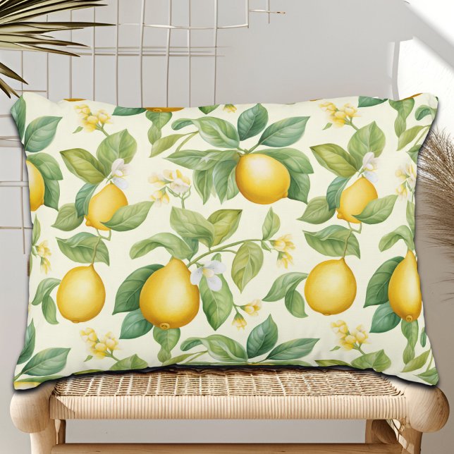 Mediterranean Lemon Blossoms Citrus Accent Pillow (Creator Uploaded)