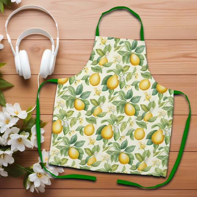 Mediterranean Lemon Blossoms Citrus Apron (Creator Uploaded)