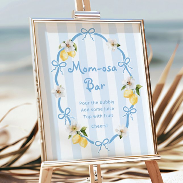 Mediterranean Lemon Blue Bows Momosa Bar Poster (Creator Uploaded)