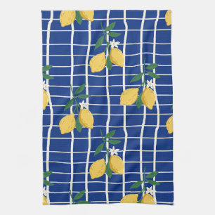 Mediterranean Lemon Branch Pattern Kitchen Towel