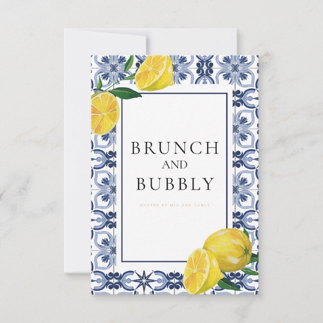 Mediterranean Lemon Bridal Shower Card (Front)