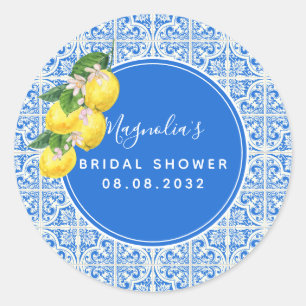 Mediterranean Lemon Bridal Shower  Classic Round S Sticker