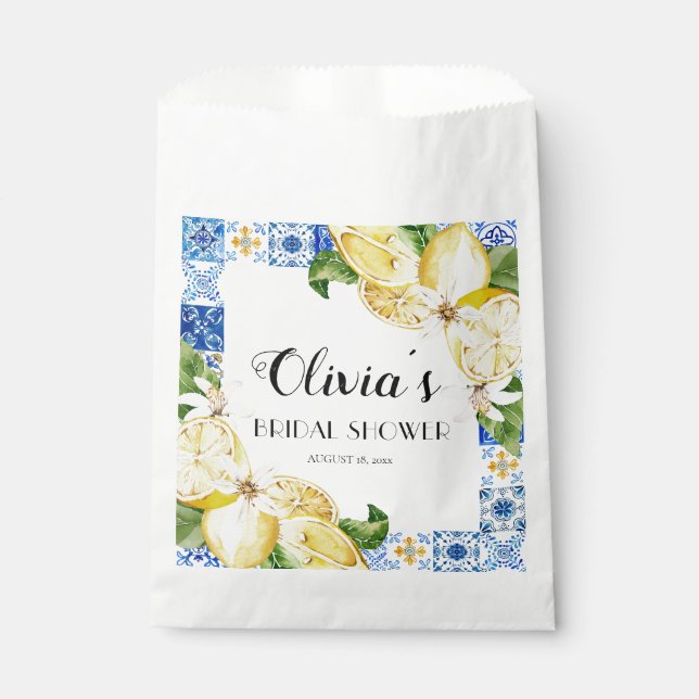 Mediterranean Lemon Bridal Shower Favour Bags (Front)