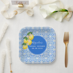 Mediterranean Lemon Bridal Shower Paper Plate