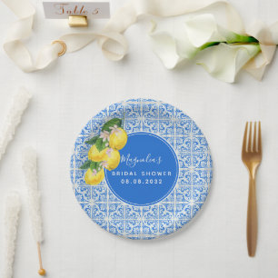 Mediterranean Lemon Bridal Shower Paper Plate