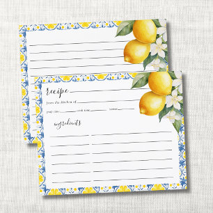 Mediterranean Lemon Bridal Shower Recipe Card