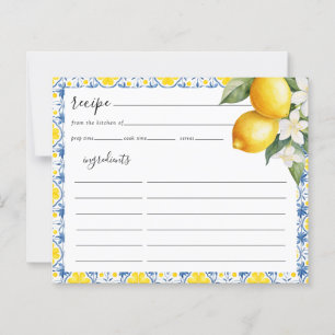 Mediterranean Lemon Bridal Shower Recipe Card