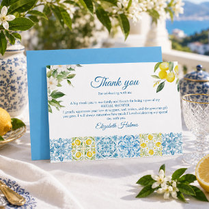 Mediterranean Lemon Bridal Shower Thank You Card