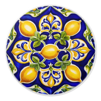 Mediterranean Lemon  Ceramic Tile Knob
