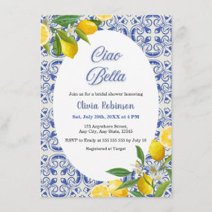 Mediterranean Lemon Ciao Bella Bridal Shower Invitation