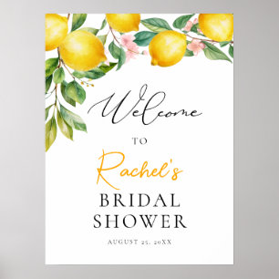Mediterranean Lemon Citrus Bridal Shower Welcome Poster