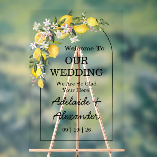 Mediterranean Lemon Citrus Wedding Acrylic Sign