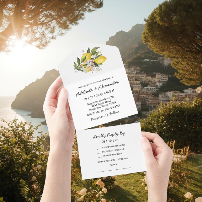 Mediterranean Lemon Citrus Wedding Collection All In One Invitation (Creator Uploaded)