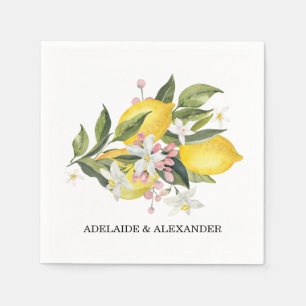 Mediterranean Lemon Citrus Yellow Wedding Napkin
