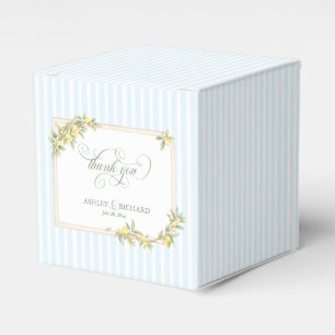 Mediterranean Lemon Coastal Stripe Wedding Favor Box