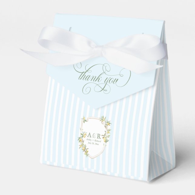 Mediterranean Lemon Crest Wedding Favor Box (Front Side)