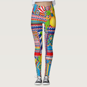 Mediterranean Lemon Dolce Patchwork Tile Leggings