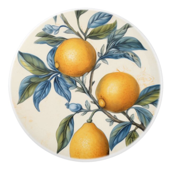 Mediterranean Lemon Grove Ceramic Knob (Front)