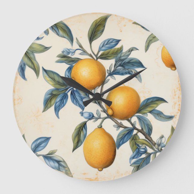 Mediterranean Lemon Grove Large Clock (Front)
