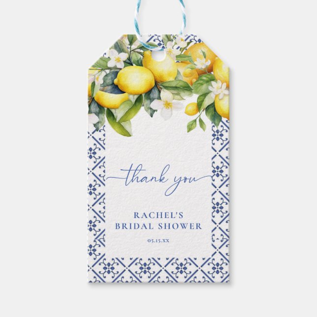 Mediterranean Lemon Main Squeeze Bridal Favour Tag (Front)