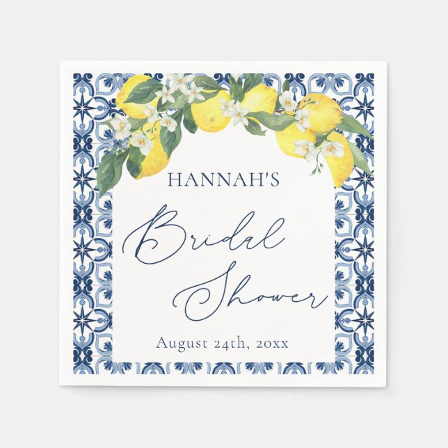 Mediterranean Lemon Main Squeeze Bridal Shower Napkin (Front)
