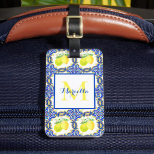 Mediterranean Lemon Monogram Personalized Luggage Tag