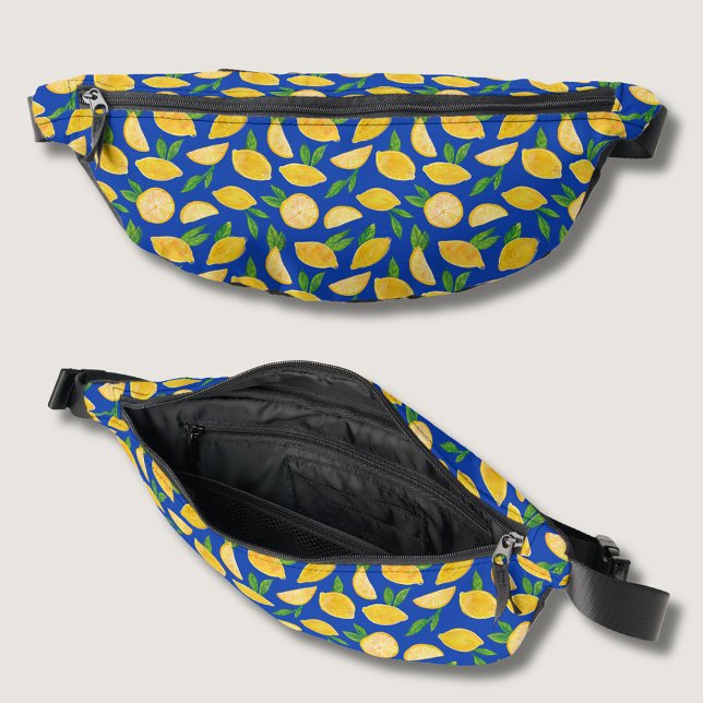 Mediterranean Lemon pattern Fanny Pack (Citrus lemon, yellow and blue fanny pack. Other bag styles available.)