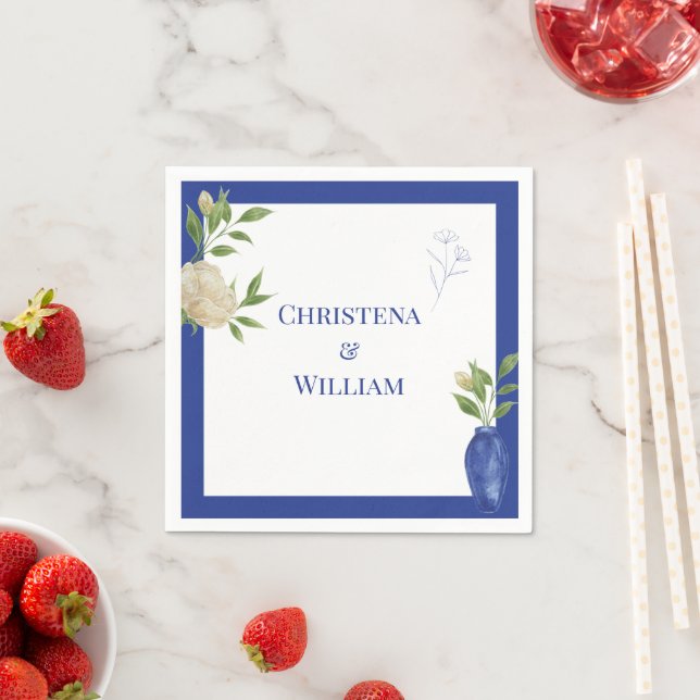 Mediterranean Lemon Personalized Wedding Napkins (Insitu)