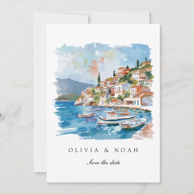 Mediterranean Lemon Save The Date Wedding Card (Front)