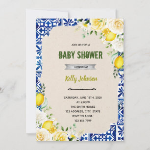 Mediterranean lemon shower birthday invitation