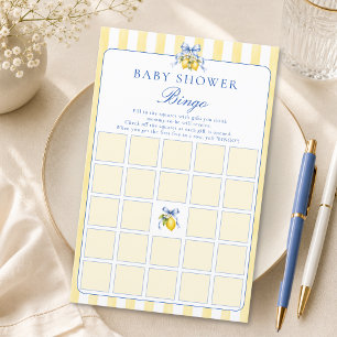 Mediterranean Lemon Summer Baby Shower Bingo Card