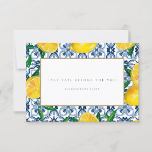 Mediterranean Lemon Tile Bachelorette Party Card