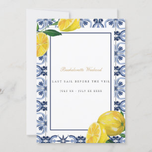 Mediterranean Lemon Tile Bachelorette Weekend Card