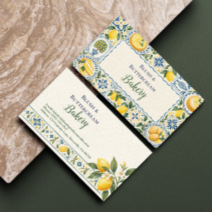 Mediterranean Lemon Tile Bakery Business Card