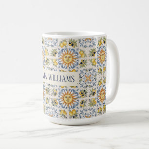 Mediterranean Lemon Tile Italian Coastal Design Coffee Mug