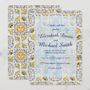 Mediterranean Lemon Tile Italian Coastal Design Invitation