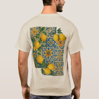 Mediterranean Lemon Tile Pattern - Coastal Design T-Shirt