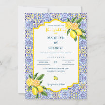Mediterranean Lemon Tile Wedding Invitation