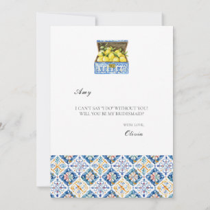 Mediterranean Lemon Tiles Bridesmaid Proposal Card