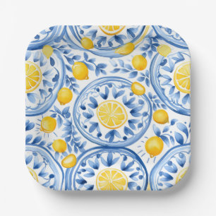 Mediterranean Lemon Tiles Paper Plates