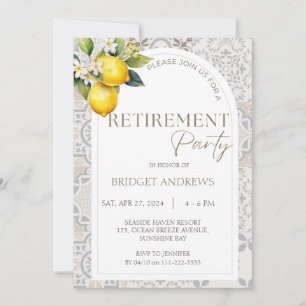 Mediterranean Lemon Tiles Retirement Party Women Invitation